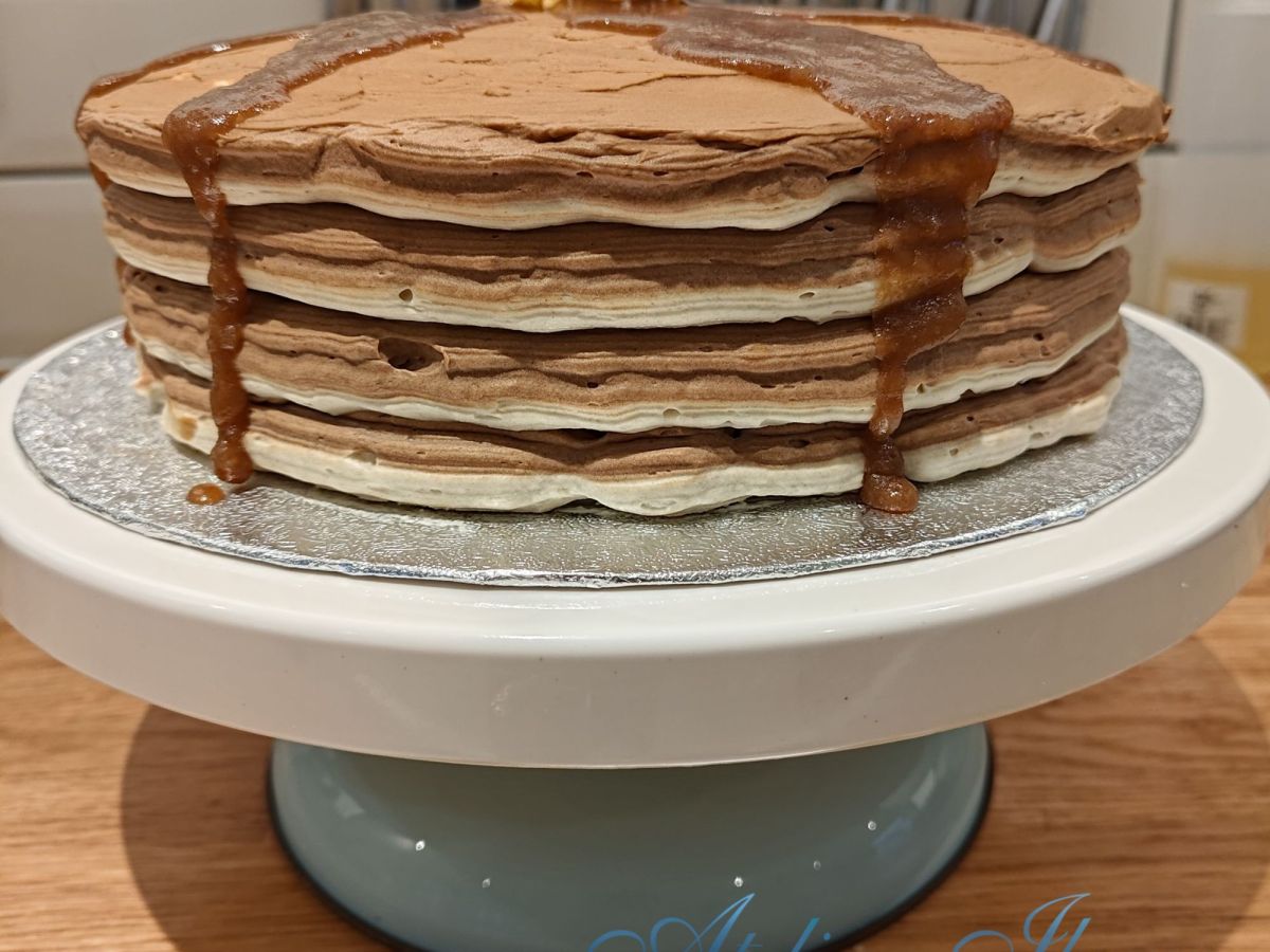 My attempt at a “stack of pancakes”&nbsp;cake!